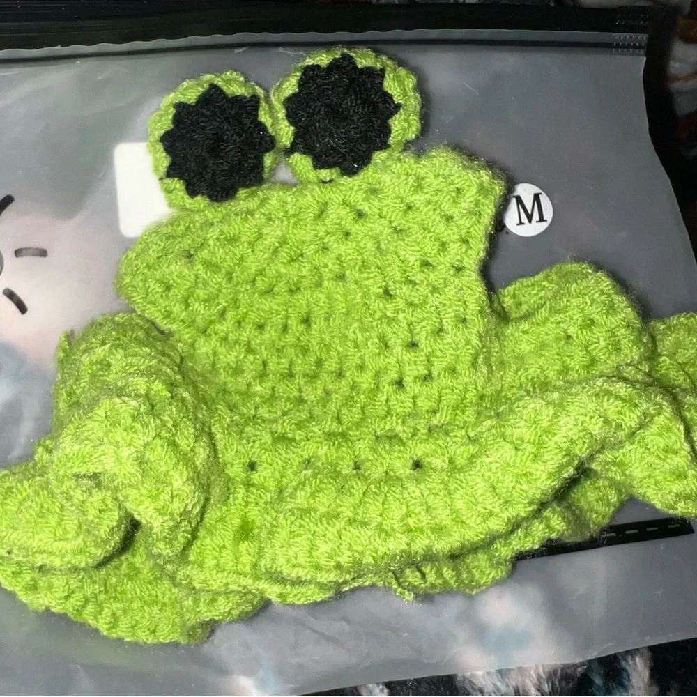 Green Frog Knit Kids Hat